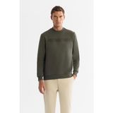 Avva Erkek Haki Regular Fit Bisiklet Yaka 3 İplik Şardonlu Baskılı Sweatshirt A42Y1306