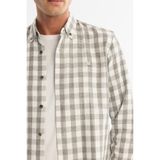 Avva Erkek Haki Regular Fit Düğmeli Yaka %100 Pamuk Ekoseli Gömlek A42Y2035 - 2XL