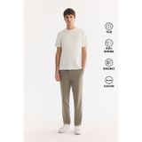 Avva Erkek Haki Yanı Lastikli Kırışmaz Teknik Kumaş Slim Fit Chino Pantolon A61Y3077