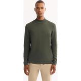 AVVA Erkek Haki Yarım Balıkçı Yaka Rayon Tüylenmeyen Basic Regular Fit Triko Kazak B005151 - XS