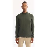 AVVA Erkek Haki Yarım Balıkçı Yaka Rayon Tüylenmeyen Basic Regular Fit Triko Kazak B005151