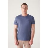 Avva Erkek İndigo Bisiklet Yaka Soft Touch Basic Regular Fit T-Shirt B001171 - XS