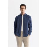 Avva Erkek İndigo Düğmeli Yaka %100 Pamuk Soft Touch Kadife Regular Fit Gömlek B002032 - XS