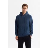 Avva Erkek İndigo Regular Fit Kapüşonlu Baskılı Elastan Sweatshirt A42Y1262