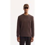 AVVA Erkek Kahve Bisiklet Yaka Pamuklu Bi-Stretch Baskılı Regular Fit Sweatshirt A52Y1289 - 3XL