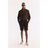 Avva Erkek Kahverengi Beli Lastikli %100 Keten Relaxed Fit Şort B003732