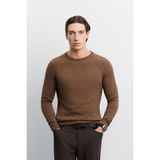 AVVA Erkek Kahverengi Bisiklet Yaka Reglan Kollu Dikiş Detaylı Yün Regular Fit Kazak A62Y5041 - 3XL