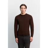 AVVA Erkek Kahverengi Bisiklet Yaka Viskon Karışımlı Basic Triko Regular Fit Kazak B005021 - 2XL