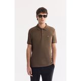 AVVA Erkek Kahverengi Kıvrılmaz Polo Yaka %100 Pamuk Basic Regular Fit T-Shirt B001032