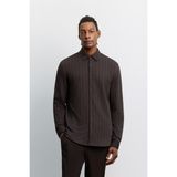 AVVA Erkek Kahverengi Klasik Yaka Soft Touch Uzun Kollu Comfort Fit Gömlek A62Y2065 - XL