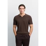 AVVA Erkek Kahverengi Polo Yaka Düğmesiz Rayon Karışımlı Regular Fit Triko T-Shirt A62Y5060 - 2XL