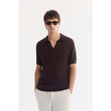 AVVA Erkek Kahverengi Polo Yaka Soft Touch Comfort Fit Triko T-Shirt A61Y5045 - XL