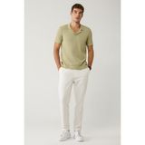 AVVA Erkek Kırık Beyaz Relaxed Fit Beli Bağcıklı Keten Karışımlı Chino Pantolon B003036 - 2XL