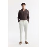 AVVA Erkek Kırık Beyaz Relaxed Fit Beli Bağcıklı Keten Karışımlı Chino Pantolon B003036 - S