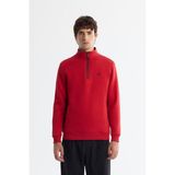 Avva Erkek Kırmızı Dik Yaka Fermuarlı 3 İplik Şardonlu Regular Fit Sweatshirt E001020 - 2XL