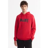 Avva Erkek Kırmızı Regular Fit Kapüşonlu Pamuklu Baskılı Elastan Sweatshirt A42Y1322