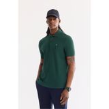 Avva Erkek Koyu Yeşil Kıvrılmaz Polo Yaka %100 Pamuk Basic T-Shirt B001032
