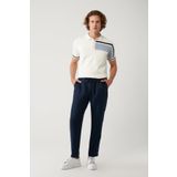 Avva Erkek Lacivert Beli Lastikli %100 Keten Relaxed Fit Pantolon B003032