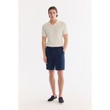 AVVA Erkek Lacivert Beli Lastikli %100 Keten Relaxed Fit Şort B003732 - 31