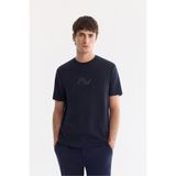 Avva Erkek Lacivert Bisiklet Yaka Baskılı Bi-Stretch İnterlok Regular Fit T-shirt A61Y1054