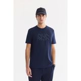 AVVA Erkek Lacivert Bisiklet Yaka Baskılı Bi-Stretch İnterlok Regular Fit T-shirt A61Y1068 - M
