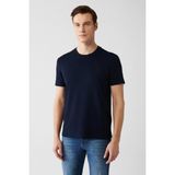 AVVA Erkek Lacivert Bisiklet Yaka Bi-Stretch Kırışmaz Baskılı Regular Fit T-Shirt B001040 - 2XL