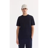 AVVA Erkek Lacivert Bisiklet Yaka Bi-Stretch Kırışmaz Baskılı Regular Fit T-Shirt B001040 - 2XL
