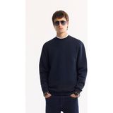 AVVA Erkek Lacivert Bisiklet Yaka Dokulu Elastan Regular Fit Sweatshirt A52Y1220 - 3XL