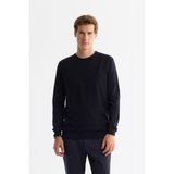 AVVA Erkek Lacivert Bisiklet Yaka Dokulu Regular Fit Triko Kazak E005109 - 2XL