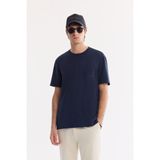 AVVA Erkek Lacivert Bisiklet Yaka Enjeksiyon Baskılı Bi-Stretch İnterlok Regular Fit T-shirt A61Y1136 - M