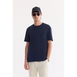 Avva Erkek Lacivert Bisiklet Yaka Enjeksiyon Baskılı Bi-Stretch İnterlok Regular Fit T-shirt A61Y1136