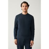 Avva Erkek Lacivert Bisiklet Yaka İnterlok Baskılı Regular Fit Sweatshirt A41Y1203 - 2XL