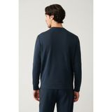 Avva Erkek Lacivert Bisiklet Yaka İnterlok Baskılı Regular Fit Sweatshirt A41Y1203 - M