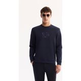 AVVA Erkek Lacivert Bisiklet Yaka Pamuklu Bi-Stretch Baskılı Regular Fit Sweatshirt A52Y1247 - 3XL