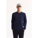 Avva Erkek Lacivert Bisiklet Yaka Pamuklu Bi-Stretch Regular Fit Sweatshirt A52Y1271