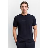 AVVA Erkek Lacivert Bisiklet Yaka Parlak Rubber Baskılı Interlok Regular Fit T-Shirt A62Y1031 - XL