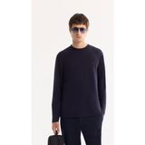 AVVA Erkek Lacivert Bisiklet Yaka Viskon Karışımlı Bi-Stretch Basic Regular Fit Sweatshirt B001081 - XS