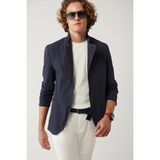 Avva Erkek Lacivert Dik Yaka Cepli Astarsız Lightweight Blazer Comfort Slim Fit Ceket A41Y4028 - 46