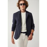Avva Erkek Lacivert Dik Yaka Cepli Astarsız Lightweight Blazer Comfort Slim Fit Ceket A41Y4028 - 50