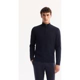 Avva Erkek Lacivert Dik Yaka Fermuarlı Dokulu Triko Regular Fit Kazak A52Y5150 - XS