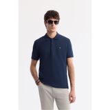 Avva Erkek Lacivert Kıvrılmaz Polo Yaka %100 Pamuk Basic Regular Fit T-Shirt B001032