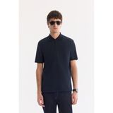 AVVA Erkek Lacivert Kıvrılmaz Polo Yaka Fermuarlı %100 Pamuk Regular Fit T-Shirt A61Y1038 - 3XL