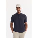 AVVA Erkek Lacivert Kıvrılmaz Polo Yaka Kırışmaz Hızlı Kuruyan Teknik Kumaş Regular Fit T-Shirt A61Y1095 - XS