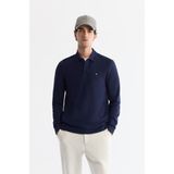 AVVA Erkek Lacivert Kıvrılmaz Polo Yaka Kolay Ütülenen Basic Sweatshirt B001080 - XS