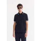Avva Erkek Lacivert Kıvrılmaz Polo Yaka Pamuklu Teknik Kumaş Regular Fit T-Shirt A61Y1097