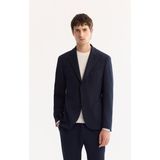 Avva Erkek Lacivert Mono Yaka Bi-Stretch Hafif Çizgili Blazer Comfort Slim Fit Ceket A52Y4004