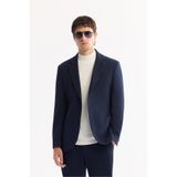 Avva Erkek Lacivert Mono Yaka Bi-Stretch Hafif Dokulu Blazer Comfort Slim Fit Ceket A52Y4013