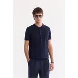 Avva Erkek Lacivert Polo Yaka Düğmeli Regular Fit Triko T-Shirt A61Y5006