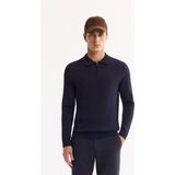 Avva Erkek Lacivert Polo Yaka Fermuarlı Rayon Tüylenmeyen Dokulu Triko Regular Fit Kazak A52Y5019 - XL