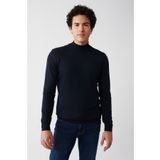 Avva Erkek Lacivert Regular Fit Yarım Balıkçı Yaka Yün Karışımlı Triko Kazak B005015